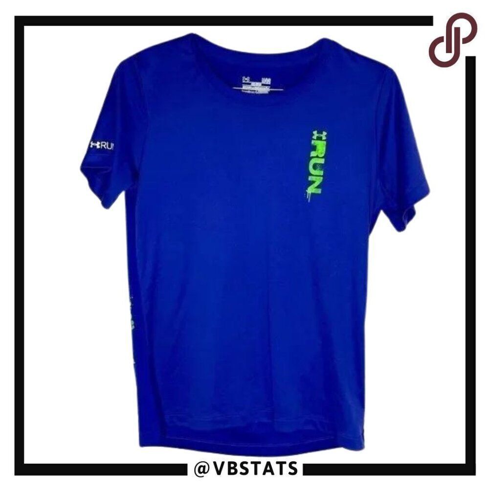 Large Under Armour Blue-Green Running SS Shirt
